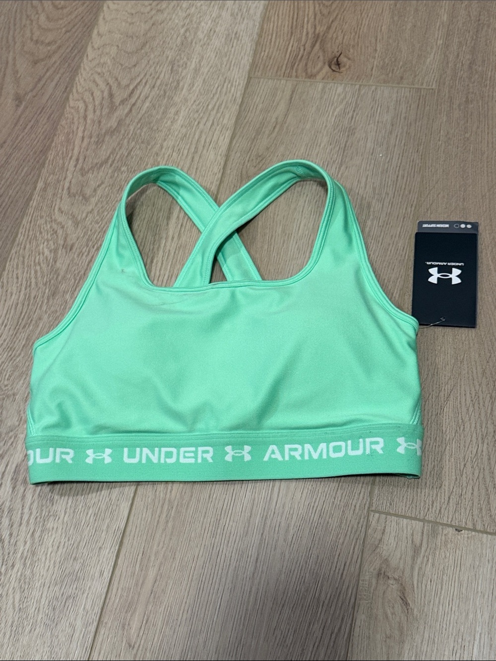 Under Armour Mint Green Crossback Elastic-Band Sports Bra